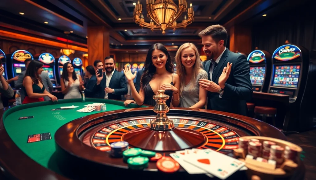 Experience the thrilling world of gambling at https://twin68.network/ with vibrant casino scenes featuring roulette and poker action.