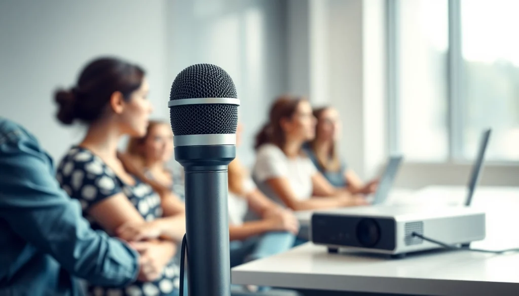 Showcasing the microphone epsion setup for clear audio during classroom lessons.